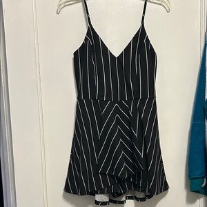 Purple Snow Black and White Striped Dress